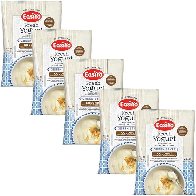 EasiYo Premium Flavoured Greek & Coconut Yogurt Each Sachet makes 1kg