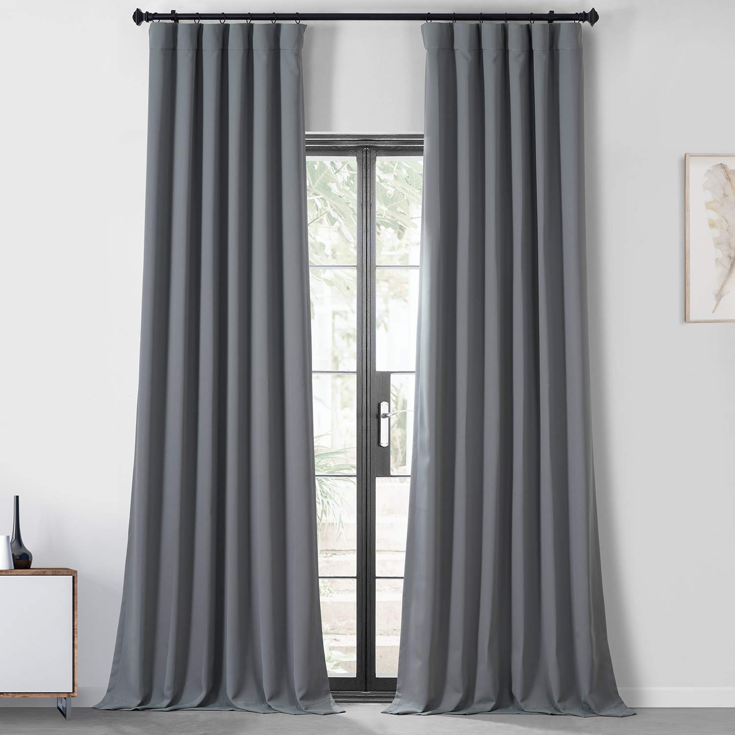 HPD Half Price Drapes 100% Blackout Curtains for Bedroom & Living Room 50 X 96 Performance Woven Solid Thermal Insulated Window Curtain (2 Panels), PWBO-174402-96, Décor Grey
