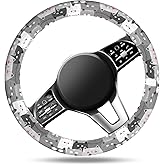 ASJHFDIR Car Steering Wheel Cover, Universal 15 Inch Non-Slip Breathable Neoprene Elastic Steering Wheel Protector, Cute Car Accessories for Women Men Fit Auto, Suvs Cute Gray Cats
