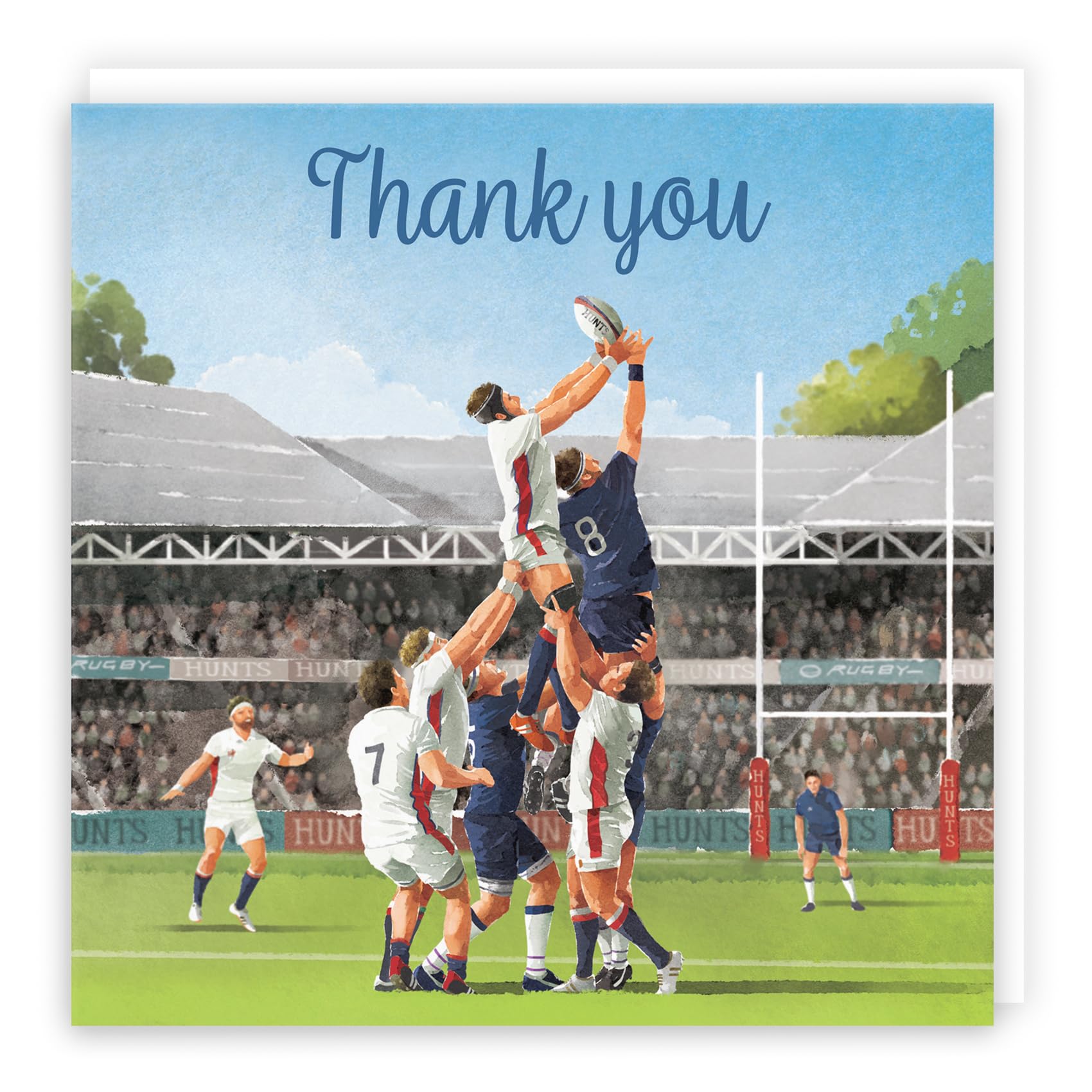Hunts England - Rugby Fun Thank You Card For Him - Milo's Gallery - Sport Thank You Card - Thank You Card For Rugby Fans - For Boys, Men, Husband, Dad, Grandad, Son, Brother