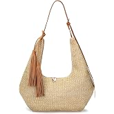 Herald Tassel Straw Crescent Hobo Shoulder Bag Handbag for Women | Removable Tassel Charm, Convertible, Adjustable Strap, Ideal for Everyday Carry, Summer Beach Vacation, Travel