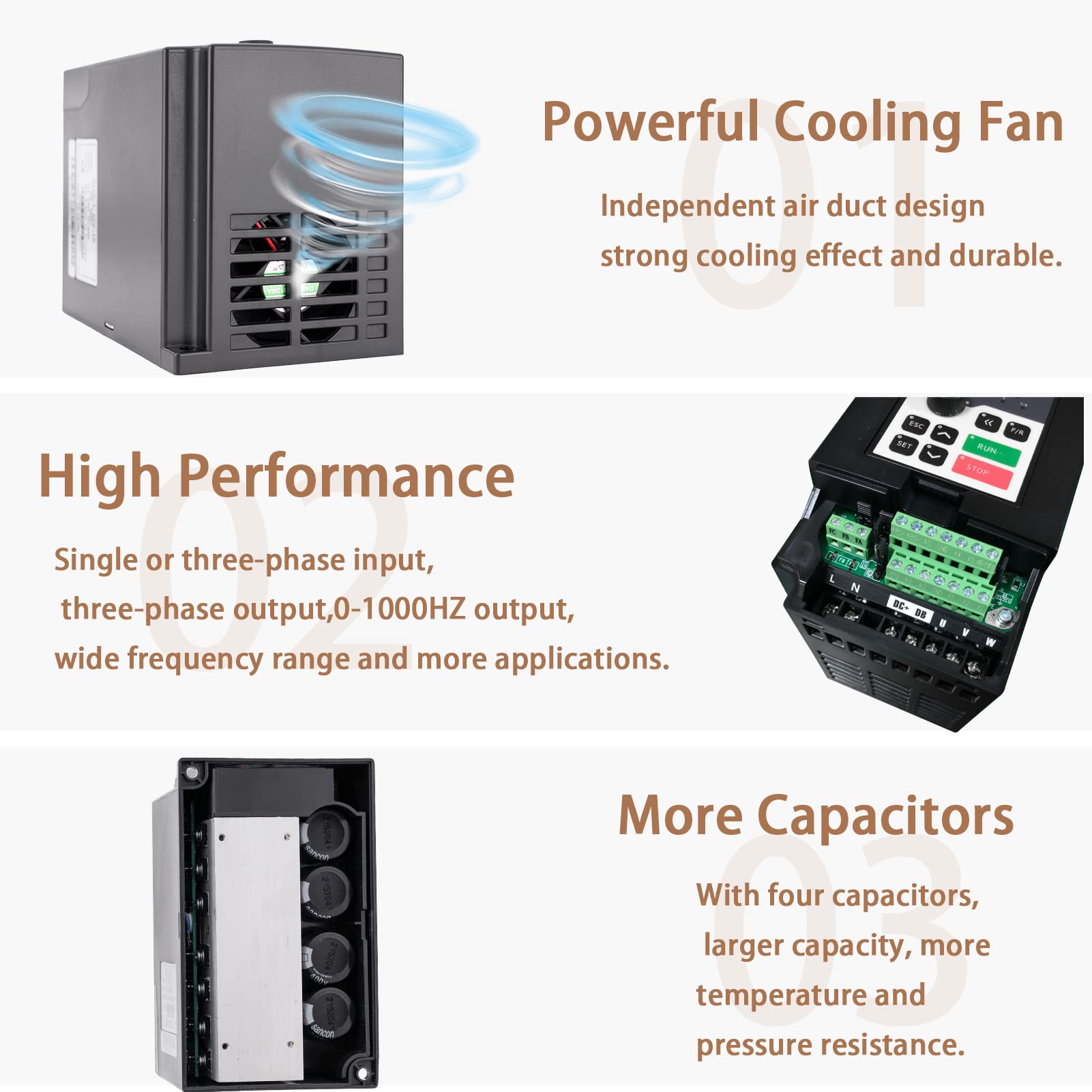 Mua QNK 1.5KW 2HP AC 220V 7A VFD Converter Single to 3 Phase Inverter ...