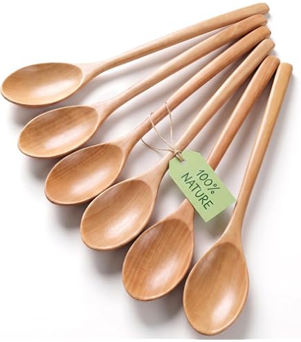 Amazon.com: Long Bamboo Soup Spoons Set of 12, 8.5 Inch Wooden
