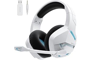 BINNUNE Wireless Gaming Headset with 2.4GHz for PS5, PS4, PC, Switch, FPS Gamers, 120Hrs+ Bluetooth 5.3 Gaming Headsets with Noise Canceling Mic, 50MM Headphones for Laptop, Mobile, Mac