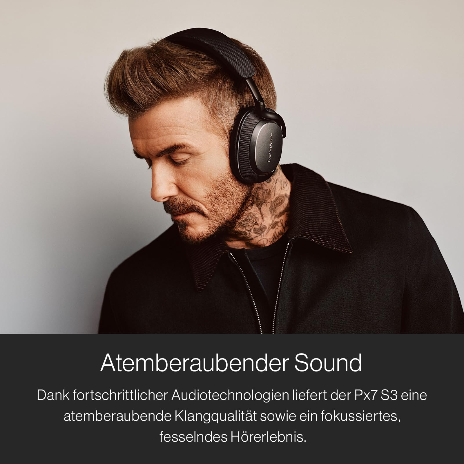 Bowers & Wilkins Px7 S3 Over-Ear-Kopfhörer mit Geräuschunterdrückung, kabellos, aptX™ Lossless, Schnellladung, 30 Stunden Wiedergabe, 8 integrierte Mikrofone - Anthrazitschwarz 2