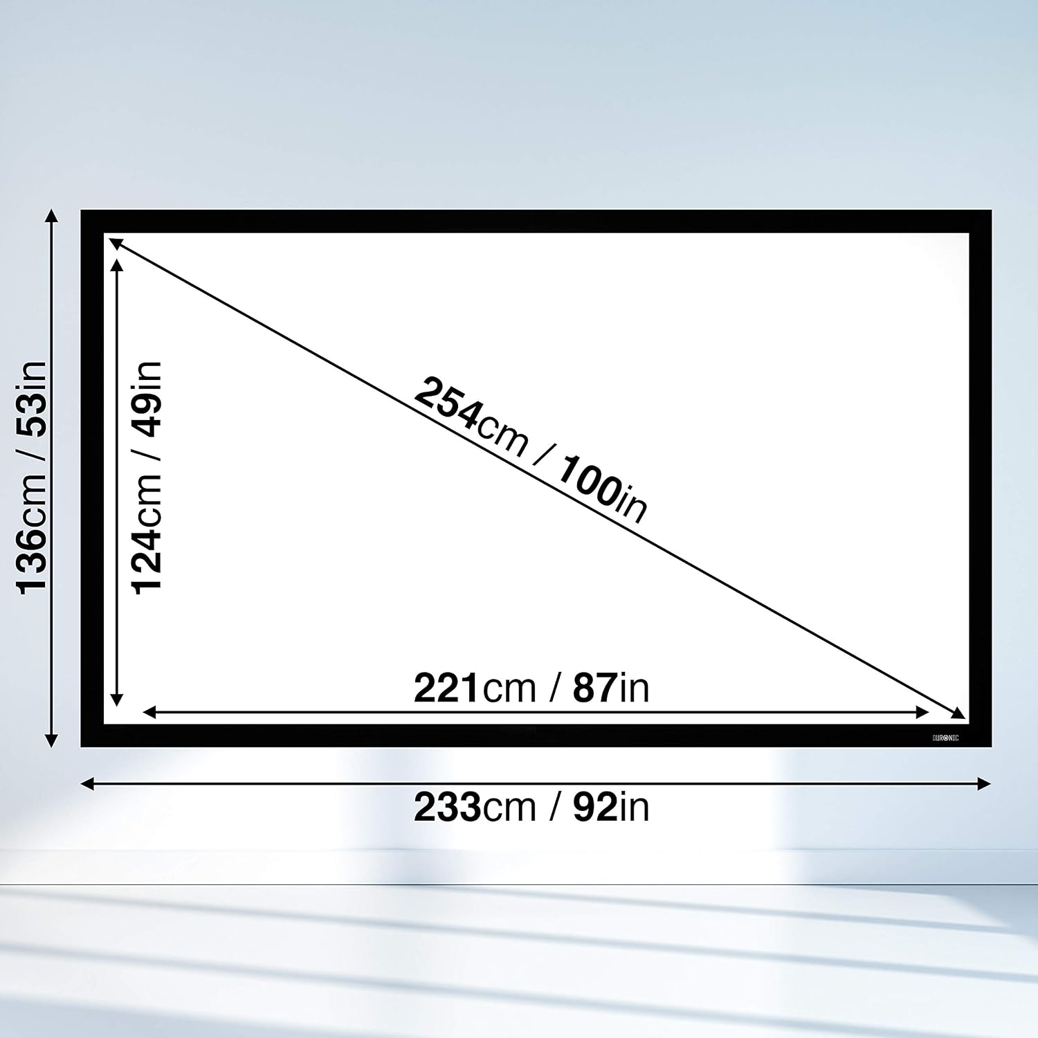 Duronic Projector Screen FFPS100 Wall Mountable HD Projection Screens, 100” Fixed Frame Movie Screen - Image 3