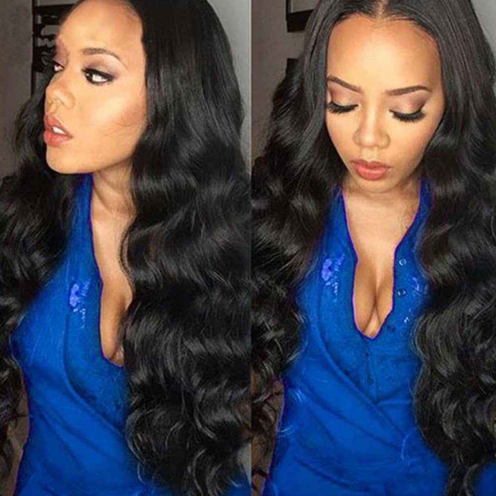 Ms Mary Brazilian Hair 3 bundles Body Wave 6a Grade 100% Human Hair Extensions Brazilian Virgin Hair Natural Black Color(22 24 24inches)