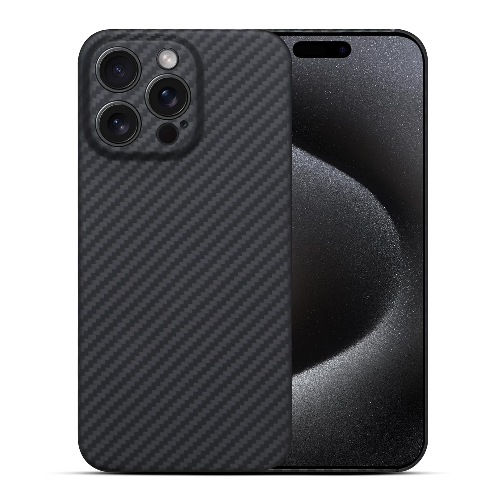 Photo 1 of Ultra Thin Aramid Carbon Fiber Case for Apple iPhone 15 pro, Camera Full Cover Protection Black