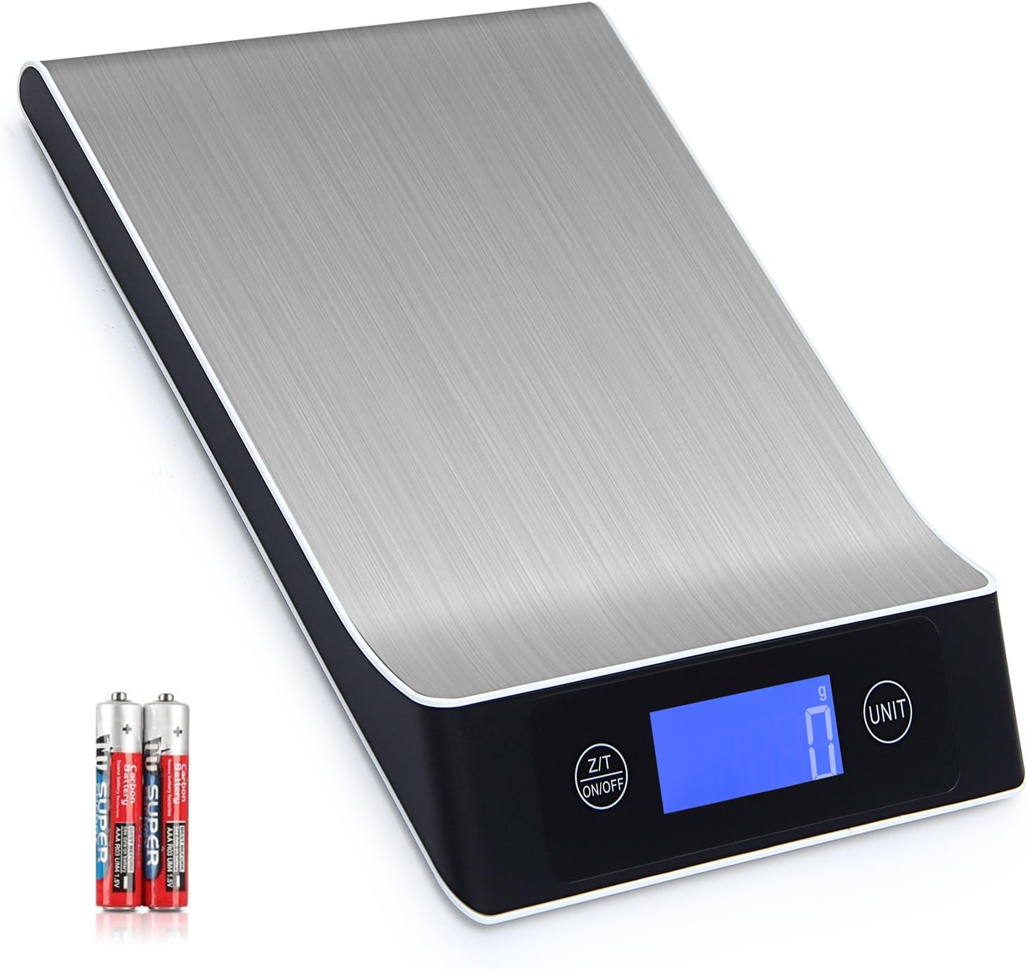 HuiSmart Kitchen Scales Stainless Steel Multifunction Digital Scale, 22lb/10kg Anti Cover 2.2'' LCD Display Small Food Scale for Baking & Cooking(Black and Silver)