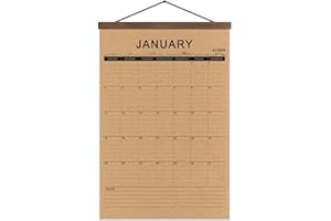 2026 Rustic Style Retro Calendar Planner Wall Desk Kraft Paper Monthly January 2026 -June 2027 With Vintage Wood Frame 16.5x1