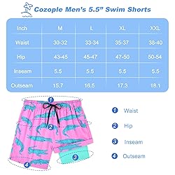 Cozople Bathing Suit for Men Swim Trunks with