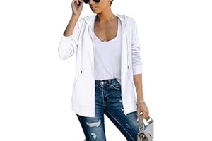 Saloogoe Lightweight Zip Up Hoodies for Women Hooded Sweatshirts Long Sleeve Thin Jacket with Zipper