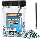 Bobibbi Pocket Hole Screws #8x1 Zinc, Coarse Thread Wood Screws, Washer Head with Square Drive 300Pcs, 150MM Drive Bit Included