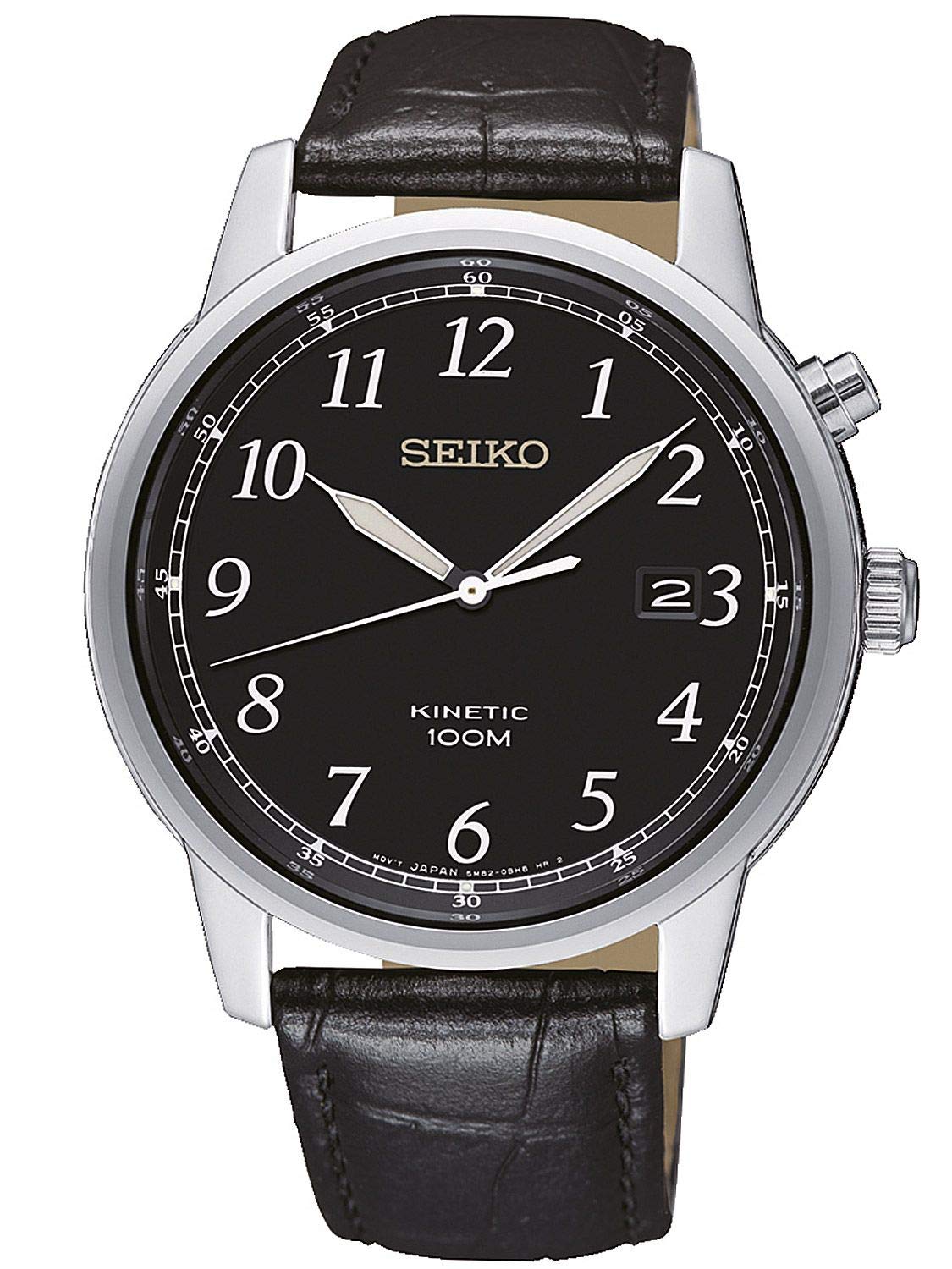 Seiko Mens Analogue Kinetic Watch with Leather Strap SKA781P1: Buy Online  in Guernsey at desertcart