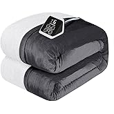 Westinghouse Heated Blanket Twin Size, Soft Flannel to Sherpa Electric Blanket with 10 Heating Levels, 12 Hours Auto Off, Fast Heating, Machine Washable, 62x84 Inch, Charcoal