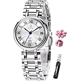 Taxau Womens Watches Dress Waterproof Luxury Stainless Steel Analog Quartz Watches Small Wrist Watch Two Tone Fashion Elegant Lady Watch with Day Date