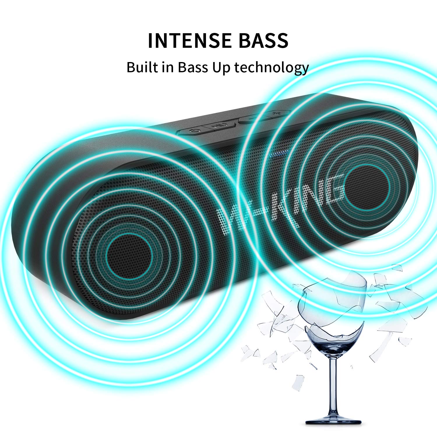 W-KING Bluetooth Speakers, 6W Portable Wireless Bluetooth Speaker with Rich Bass Loud Dual Stereo Sound IPX5 Waterproof Outdoor Speaker, Built-in Mic Perfect for Beach, Party, Dance (Black)