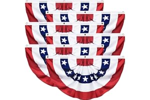 SURCVIO USA Pleated Fan Flag 3… (6 Pack 3x6 Feet)