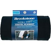 Brookstone Travel Blanket Fleece Throw with Foot Pocket, Compact | Toe Pouch Keeps You Cozy and Prevents Slipping on Long Trips, Folds Into Its Own Sack for Planes, Cars or Camping