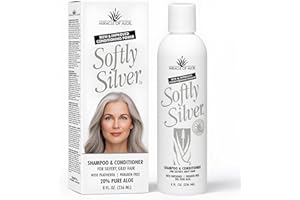 MIRACLE OF ALOE Softly Silver Shampoo Improved Conditioning formula for Gray Hair, 2 in 1 Purple Restorative Hair Wash for Mature Hair, Adds Luster, Bounce & Body, with Panthenol and 20% Pure UltraAloe