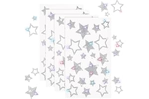 Epakh 84 Pieces Rhinestone Star Stickers Silver Glitter Bling Stars Stickers Sparkly Crystal Self Adhesive Sticker for Craft Christmas Winter Package Gift Decor Window Car Decal Accessories, 4 Sheets
