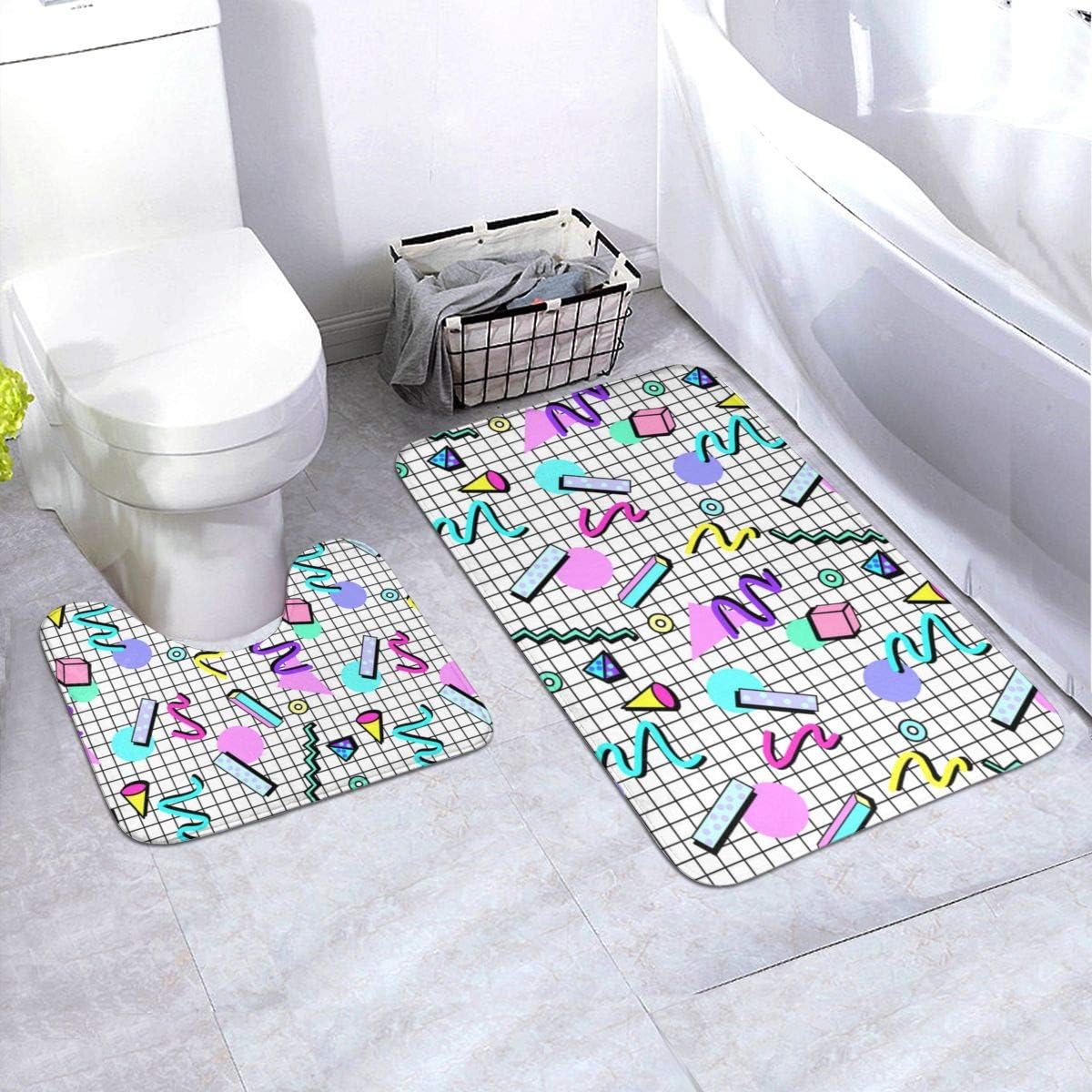 Lepo S Retro Party Grid Design White Bathroom Rugs Set 2 Pieces Bath Mat U Shaped Contour Toilet Rug Ultra Soft Flannel Bathroom Antiskid Pad Floors Mat Amazon Co Uk Kitchen Home