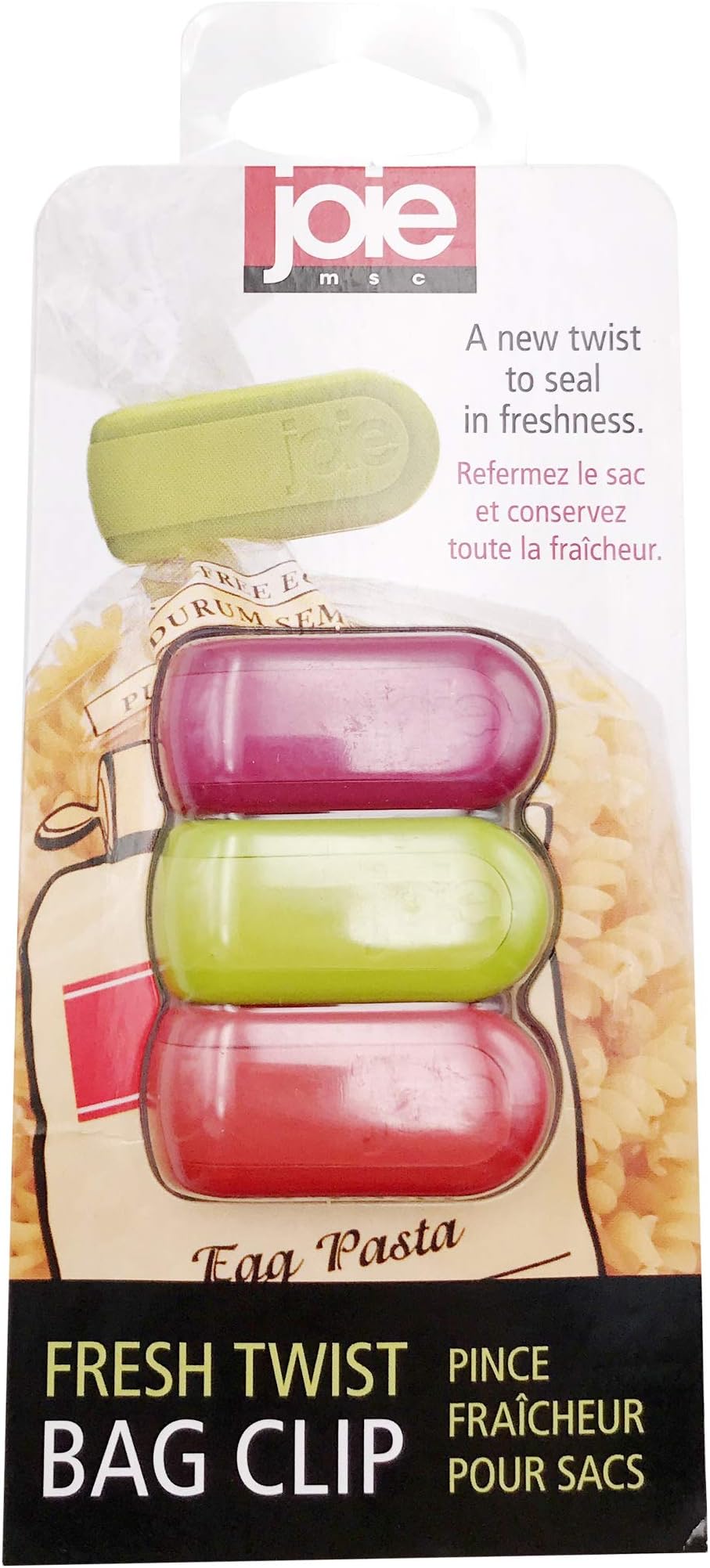 MSC International 29933 Harold Import Company Bag Clip, Plastic, Multicolor (red, Lime-Green, Purple)