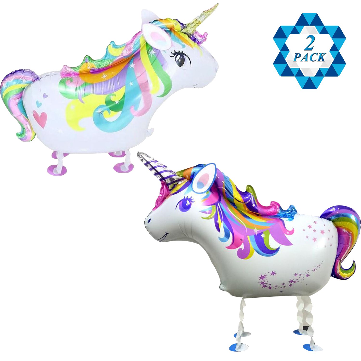 SOTOGO 2 Pieces Different Styles Walking Unicorn Balloons Pet Balloons Unicorn Balloon Air Walkers, Kids Gift Birthday Party Decor