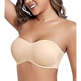 HACI Women's Unlined Strapless Bra for Plus Size Minimizer Seamless Underwire Large Bust Bandeau