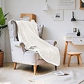 YUSTAL Electric Heated Throw Blanket 50x60 Inch - Super Soft Flannel, 4 Heat Settings, 3H Auto Shut Off, Machine Washable, Ideal for Couch & Cold Nights (White)