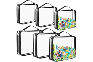 Sanwuta 6 Packs Toy Storage Bags, PVC Organizing Case Bags with Zipper, Waterproof Toy Container for Board Games, Building Blocks, Puzzles, Small Toys and Kids Books(Large, Small,Clear)
