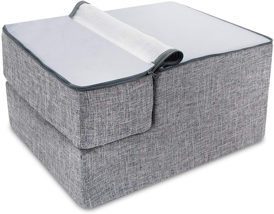 Made in USA Foldable Pet Steps/Stairs with CertiPUR-US Certified Foam by Best Pet Supplies - Gray Linen, 3-Steps (H: 16.5") : Pet Supplies