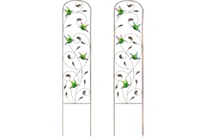 SUNNYPARK Set of 2 Hummingbird Metal Garden Trellis for Climbing Plants, Decorative Vegetables Flowers Vine Trellis for Outdoor Patio 60'' H x 11'' W