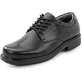 Men's, Huron, Black, Dress Style, MaxTrax Slip Resistant, Soft Toe Work Shoe (8.0 W)