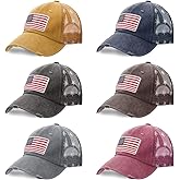 Tarpop 6 Pcs American Flag Baseball Cap 250th Anniversary Tactical USA Flag Hats Adjustable Washed Us Cap for Women Men