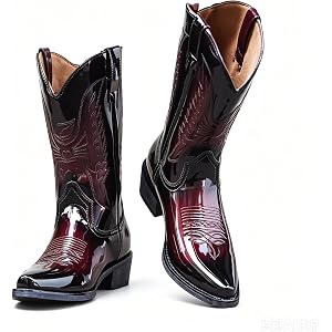 Zotixvox Men's Cowboy Boots Pointed Toe Stylish Western Boots Dress Boots- Cowboy Style