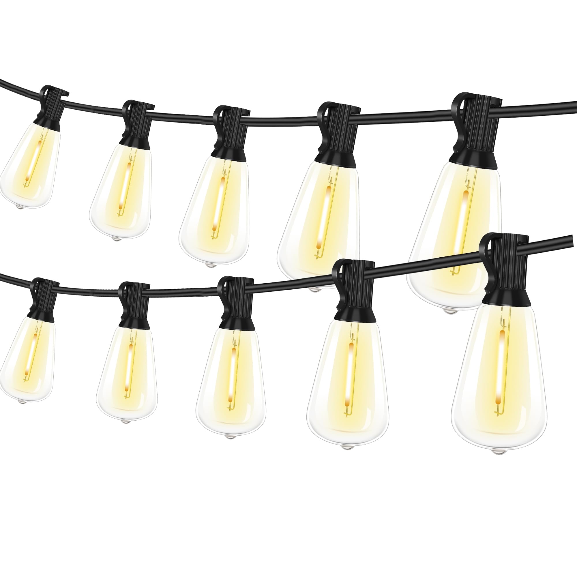 YOSION LED Outdoor String Lights, Waterproof Festoon Light, Hanging Sockets with Warm White Shatterproof Light Bulbs for Backyard Garden Patio Pergola Gazebo Bistro (20 Bulbs)