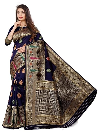 Womens Pure Linen Printed Saree with Blouse Piece (AD_63, Black)