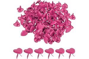 PATIKIL Brads for Paper Crafts, 100 Pcs Rose Metal Paper Fasteners Heart Head Mini Brads Split Pins Paper Crafting Supplies for DIY Craft Project Scraping Book, 9 mm