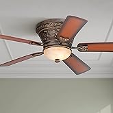 Casa Vieja 52" Ancestry Vintage Antique Indoor Ceiling Fan 5 Blade LED Light Remote Control Golden Bronze Motor Teak Walnut F