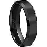 CROWNAL 4mm 6mm 8mm Black Ceramic Wedding Band Ring Men Women Couple Matte Finish Beveled Edges Comfort Fit Size 4 To 16