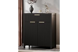 Lulive Sideboard Buffet Cabinet with Storage, 28.3" Kitchen Cabinet with Drawers Doors and Adjustable Shelf for Coffee Bar Bl