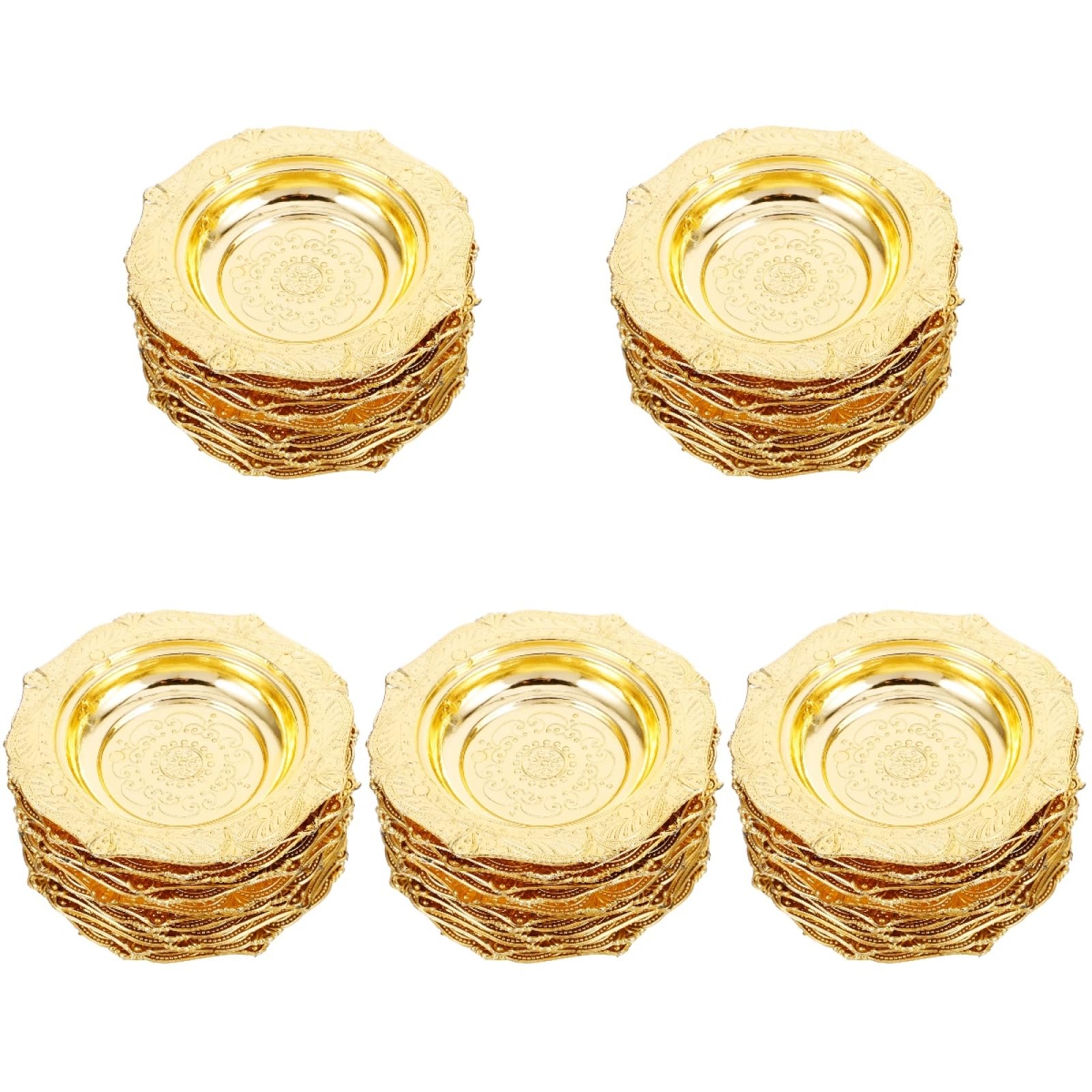 Photo 1 of MAGICLULU 60Pcs Mini Gold Food Tray Disposable Platters Plastic Disc Plates for Party Dessert 3.69 x 0.69Inch