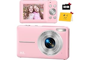 VAHOIALD Digital Camera, FHD 1080P Digital Camera for Kids with 32GB SD Card Compact Point and Shoot Camera 16X Zoom Anti Shake Portable Cameras Small Camera for Teens Boys Girls Seniors with Best Wishes Card