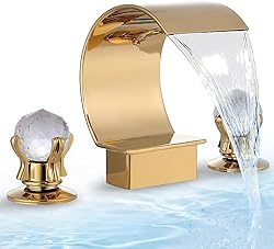 YAGATAP Gold Bathroom Sink Faucet 3 Hole 2 Handle