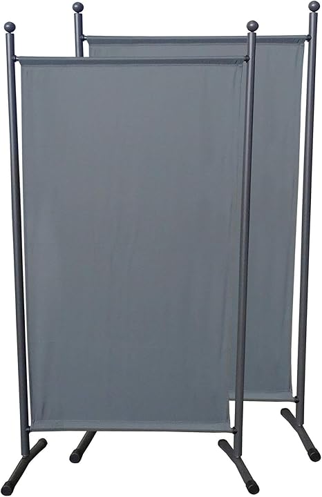 Amazon De Quick Star 2 Stuck Paravent 180 X 78 Cm Stoff Raumteiler Klein Garten Stellwand Trennwand Balkon Sichtschutz Grau