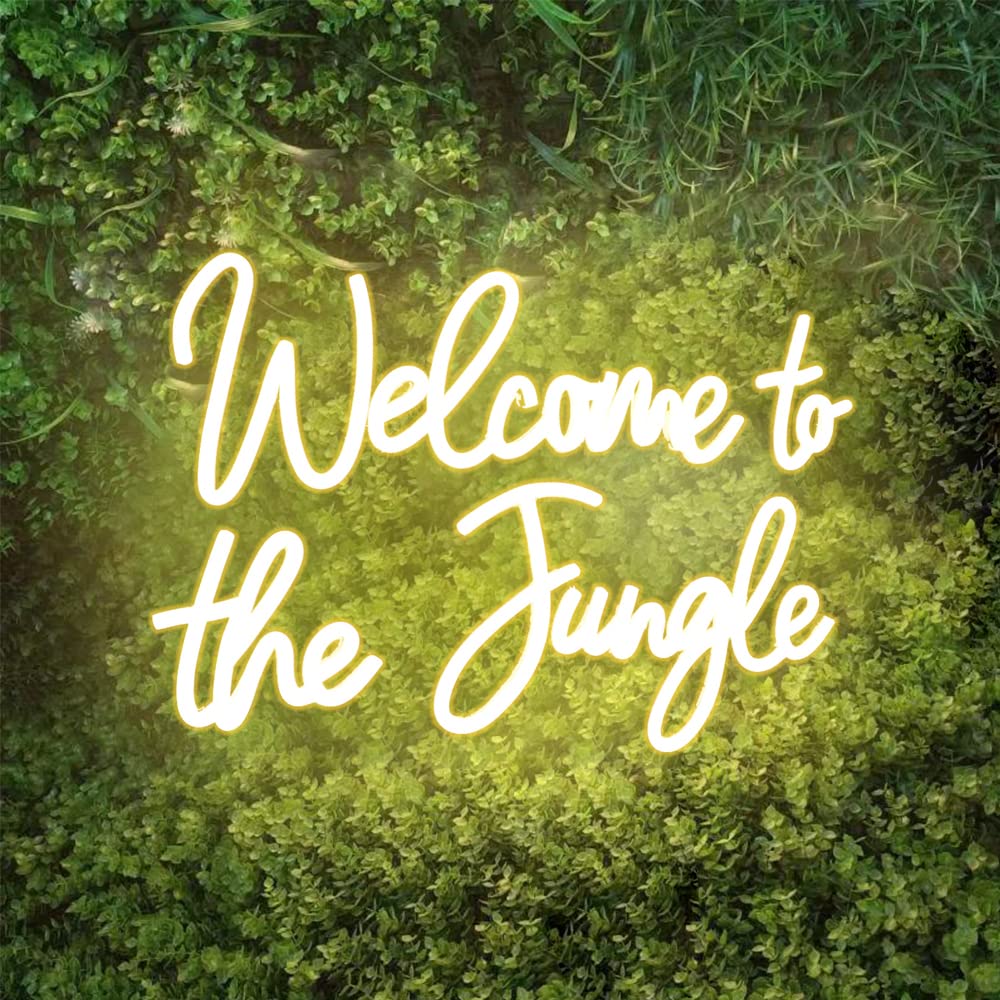 DAKABUKA Welcome to the Jungle LED Neon Signs Warm White Neon Lights for Wall Decor USB Light Up Sign For Garden Home Porch store Christmas Living Room Bar Decoration(16.5 * 11Inch) — image 1