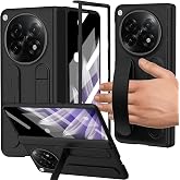 YQODSZ for Oppo Find N6 Case with Finger Strap &amp; Kickstand, All-Inclusive Protection with Screen Hinge Protection Protector Shockproof PC Bumper Slim Wristband Protective Cover for Oppo Find N6 Black