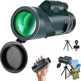 80x100 High Powered Monocular Telescope with Smartphone Holder & Tripod, HD Monocular for Adults with BAK4 Prism & FMC Lens for Hunting Star Bird Watching Wildlife Camping Hiking