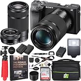 Sony a6400 4K Mirrorless Camera + 16-50mm &amp; 55-210mm 2 Lens Kit ILCE-6400L/B Black | Official Sony USA Partner Model | Bundle with 128GB Memory Card, Photography Case &amp; Accessories + Extra Battery